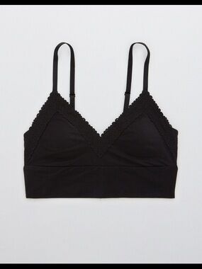 Aerie Black Lace-Trim Bralette